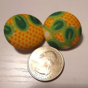 African Print Button Earrings!